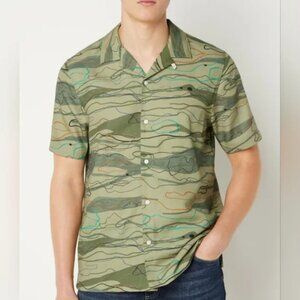 Ted Baker Men Green Camo Short Sleeve Shirt size 6/XL